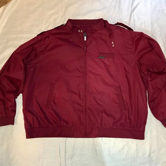 Members Only Jacket VTG Mens Full Zip Burgandy Windbreaker Bomber 4 XLT - Picture 2 of 8